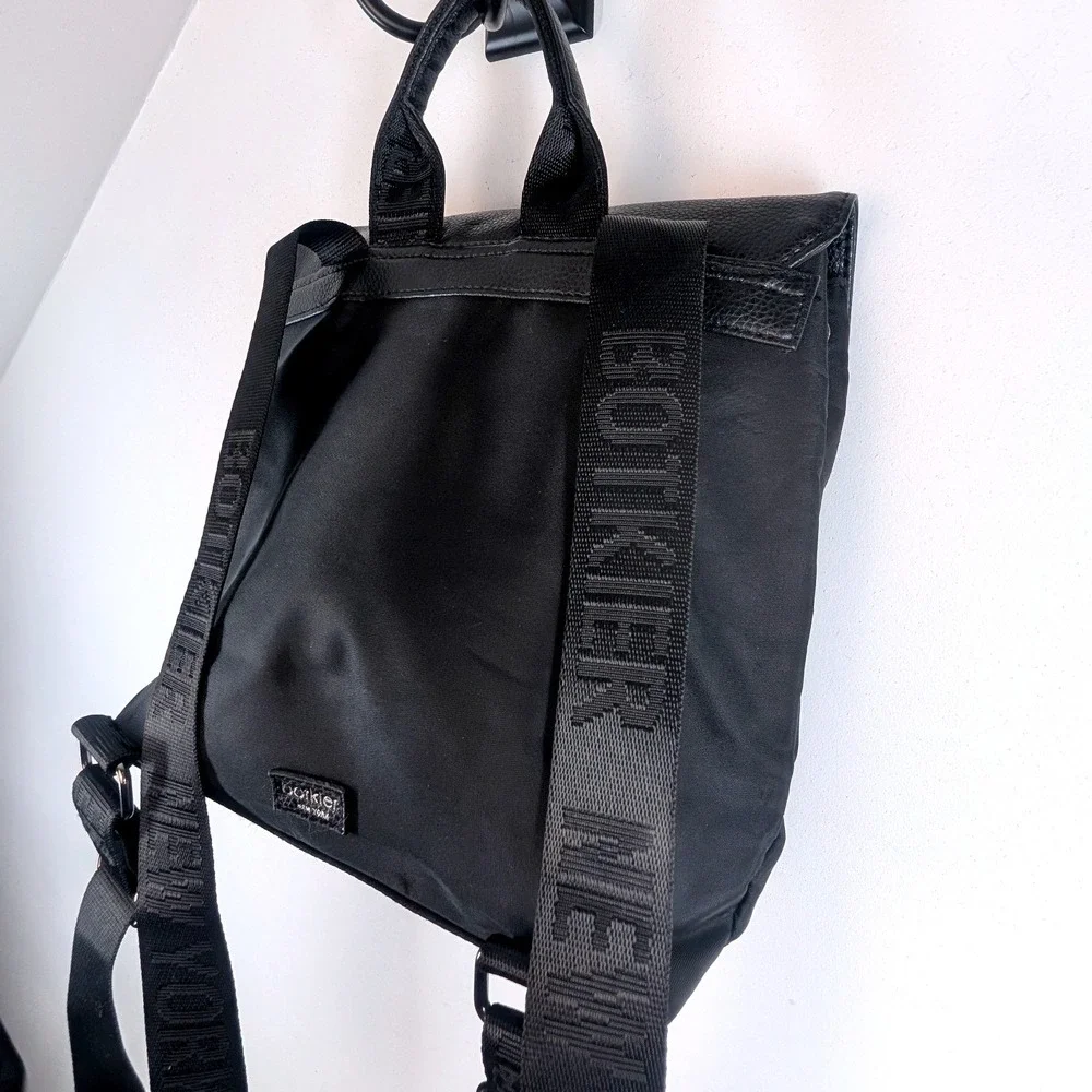 Botkier New York‎ Black Faux Leather Nylon Convertible Trigger Backpack Purse